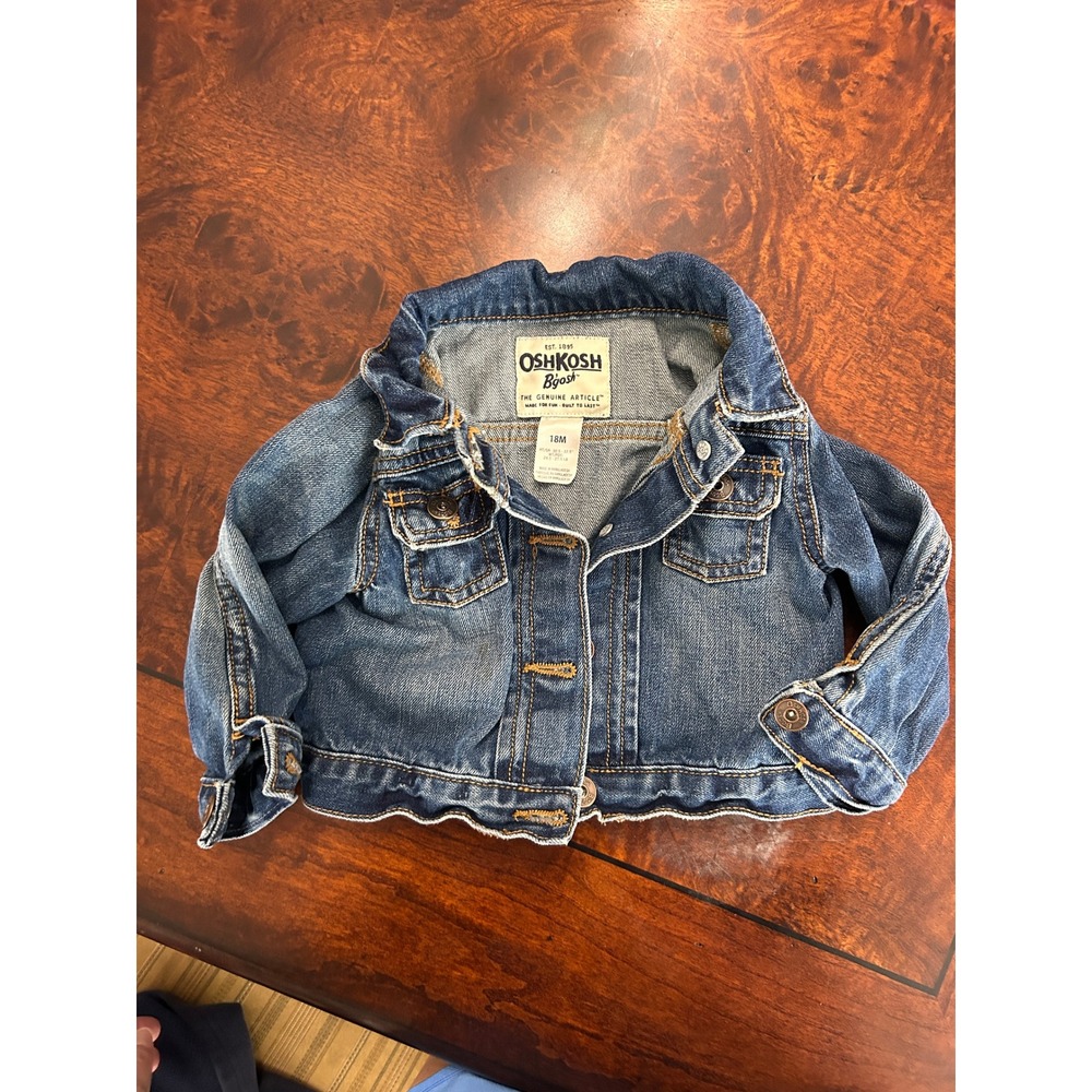 OshKosh Bgosh Kids Blue Denim Trucker Jacket 18M Medium Wash Cotton